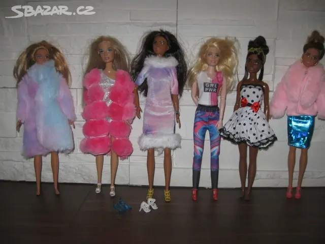 E: sada 6ks kožíškových setů na Barbie + 2x boty - 2