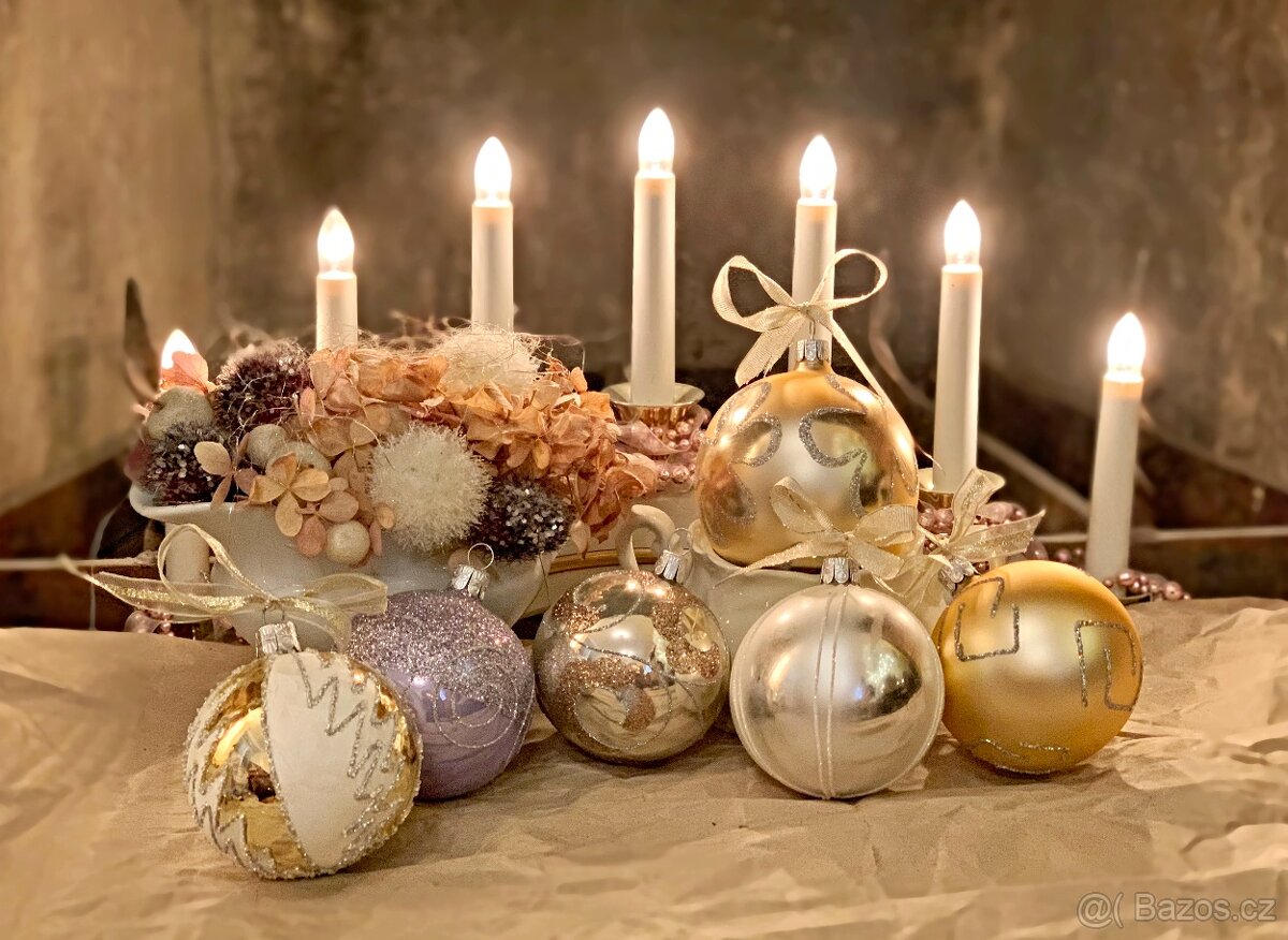 Tradiční Vánoční ozdoby Koule sklo Mix (Box 6 ks) - 2