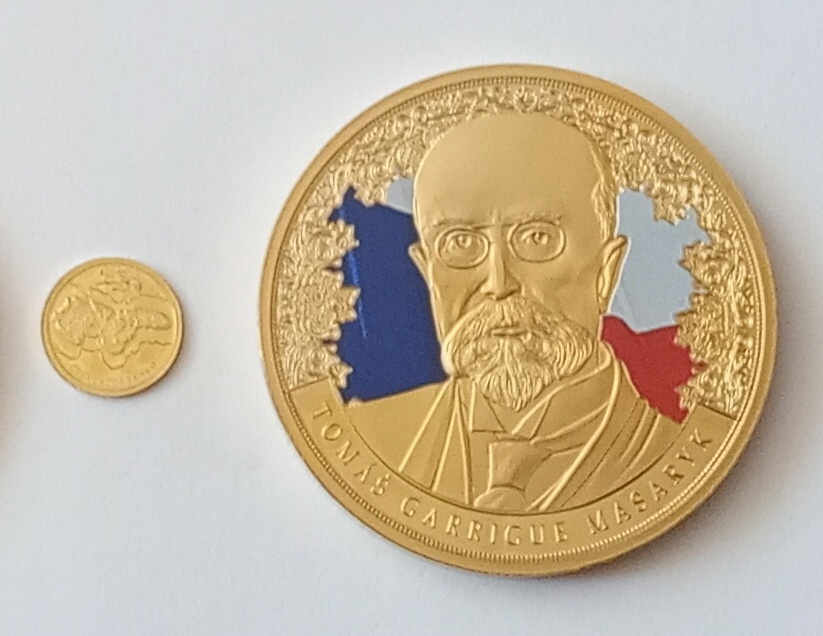 Sběratelská sada 100 let ČSR 1ks zlato a 6ks pozlac.měď - 2