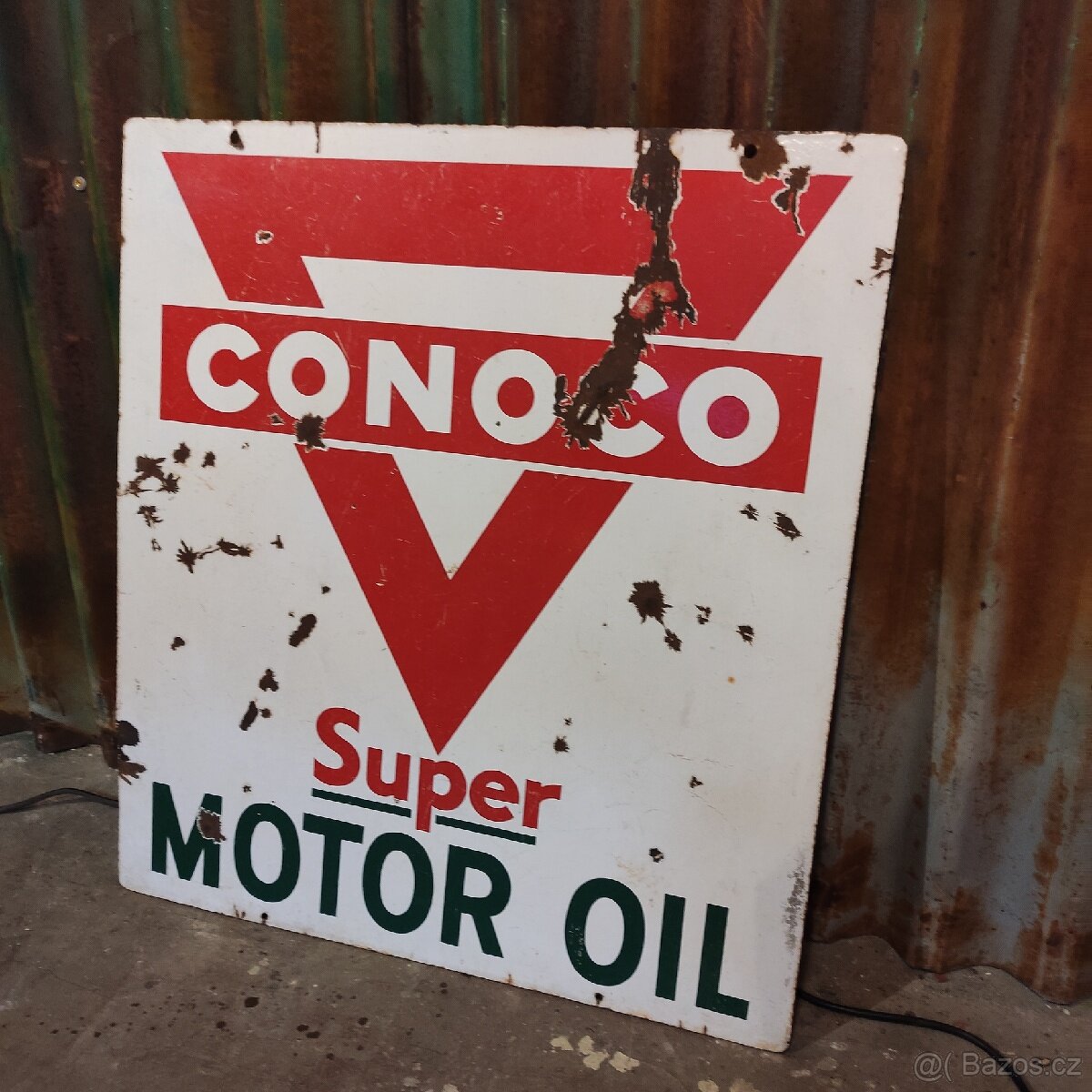 Oboustranná smaltová cedule conoco - 2