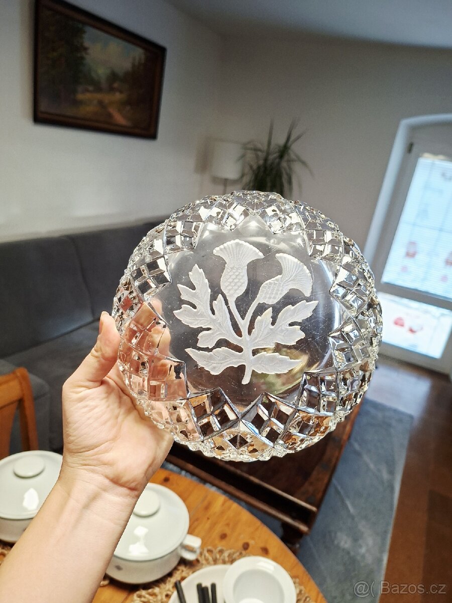 Broušená misa leptany bodlak křišťál - 2