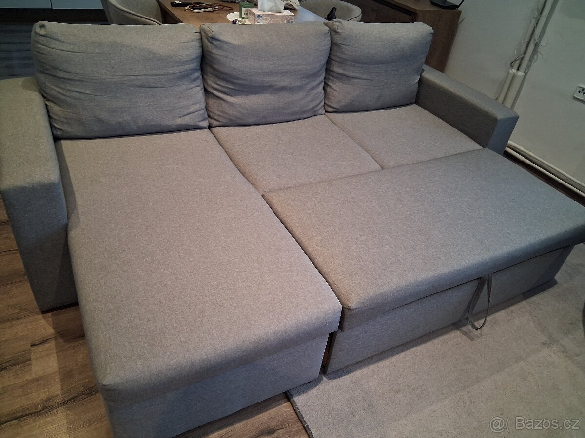 Šedá sedací souprava - rozkládací - 2