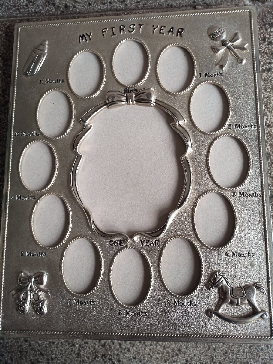 Masivní kovový rámeček + kniha Deník mého děťátka - 2