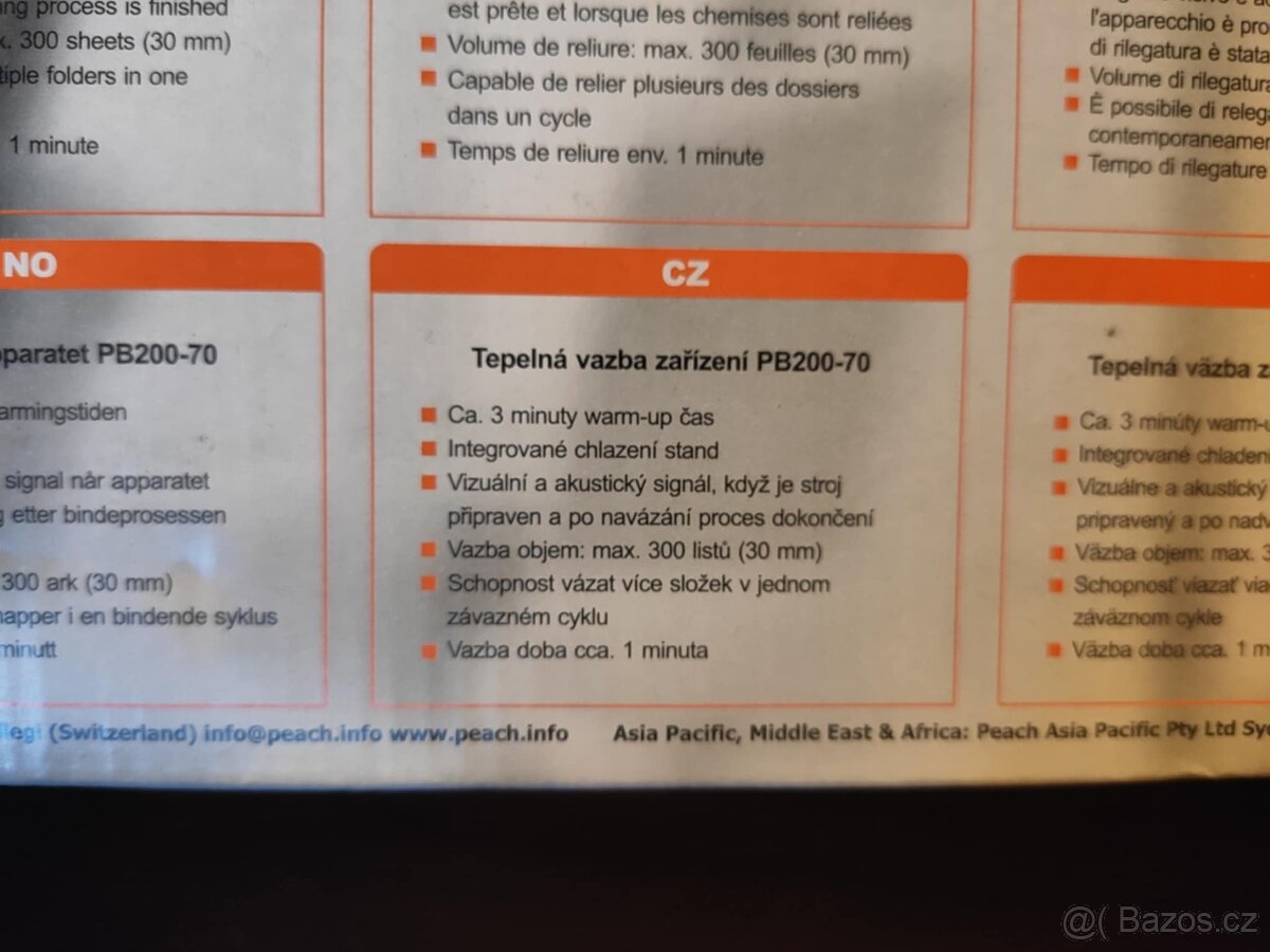 Peach A4 termovazač Thermal Binder PB200-70 Nová - 2