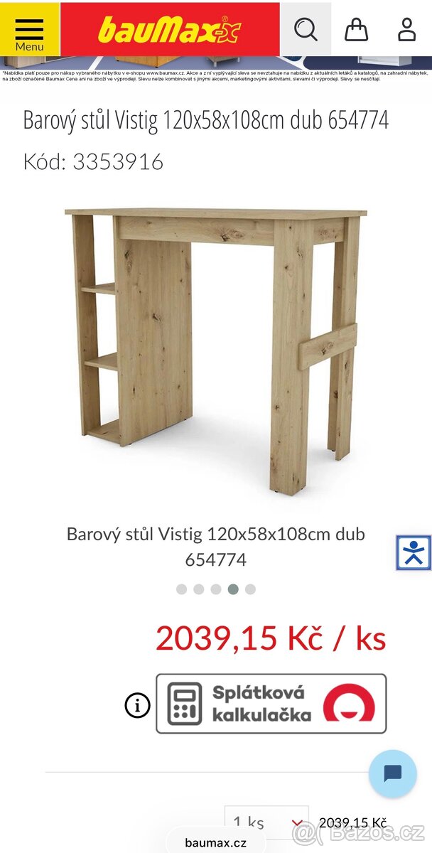 Barový stůl Visting 120x58x108 - 2