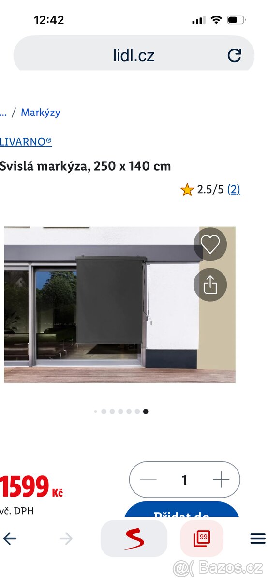 Markýza Livarno svislá 250 / 140 cm - 2