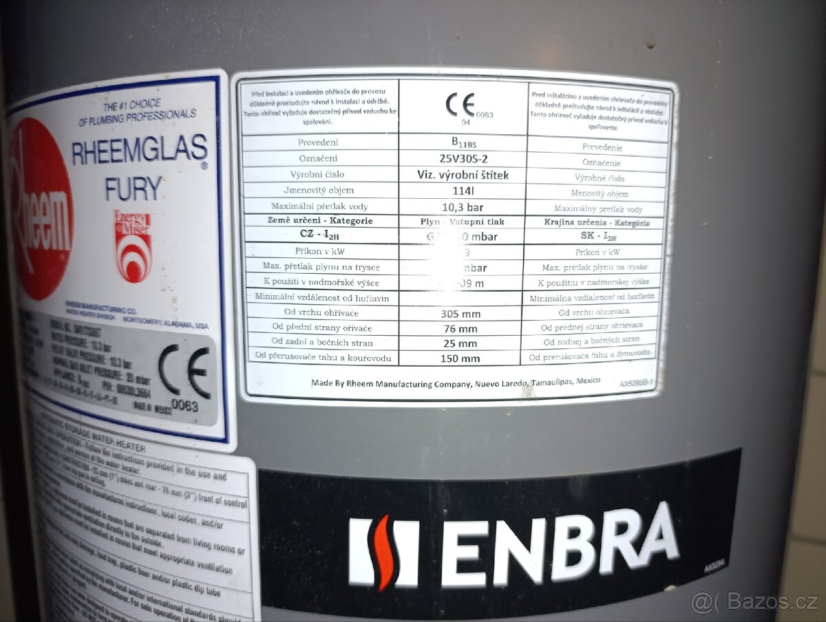 Plynový bojler Enbra 114l - 2