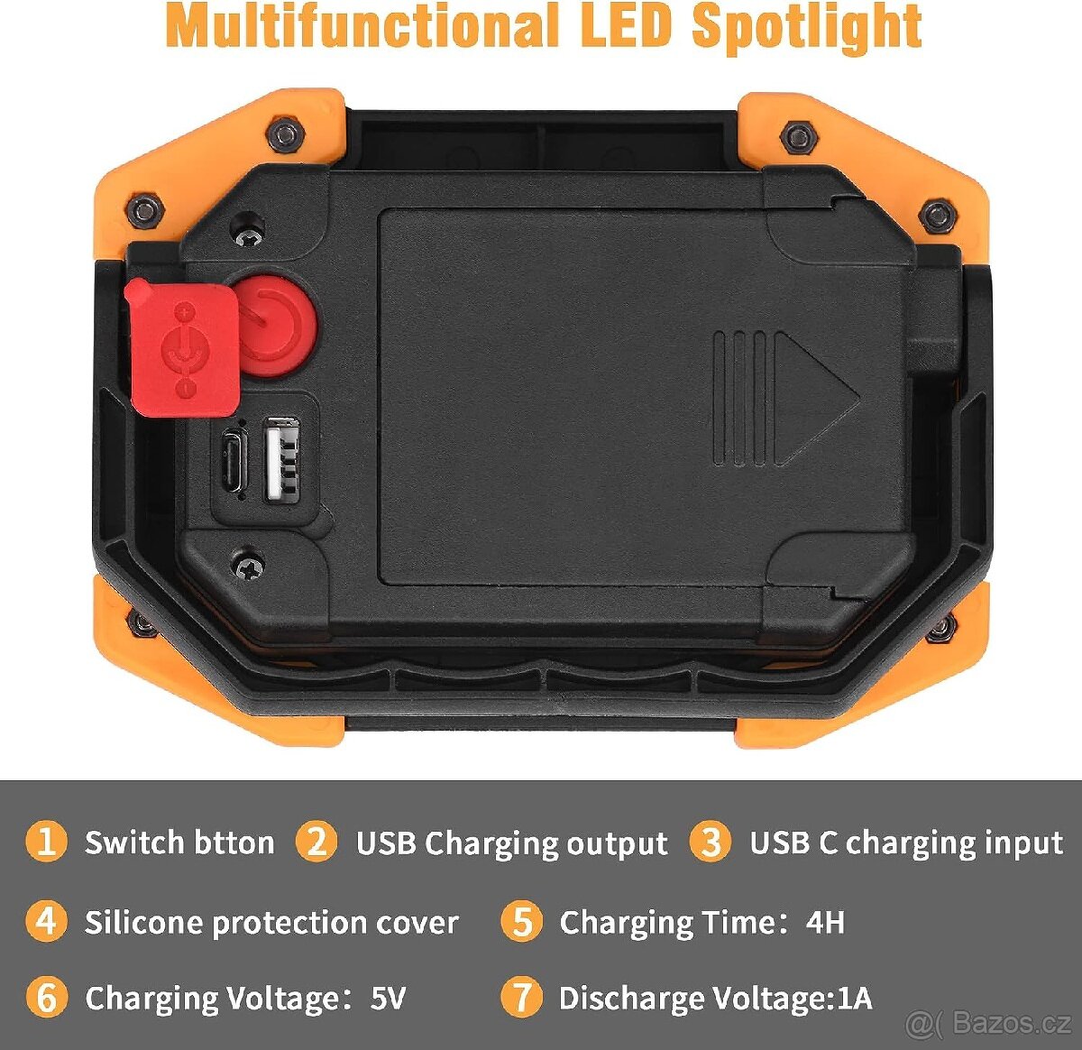 Pracovní / otdoor odolná LED COB lampa 30W + powerbanka - 2