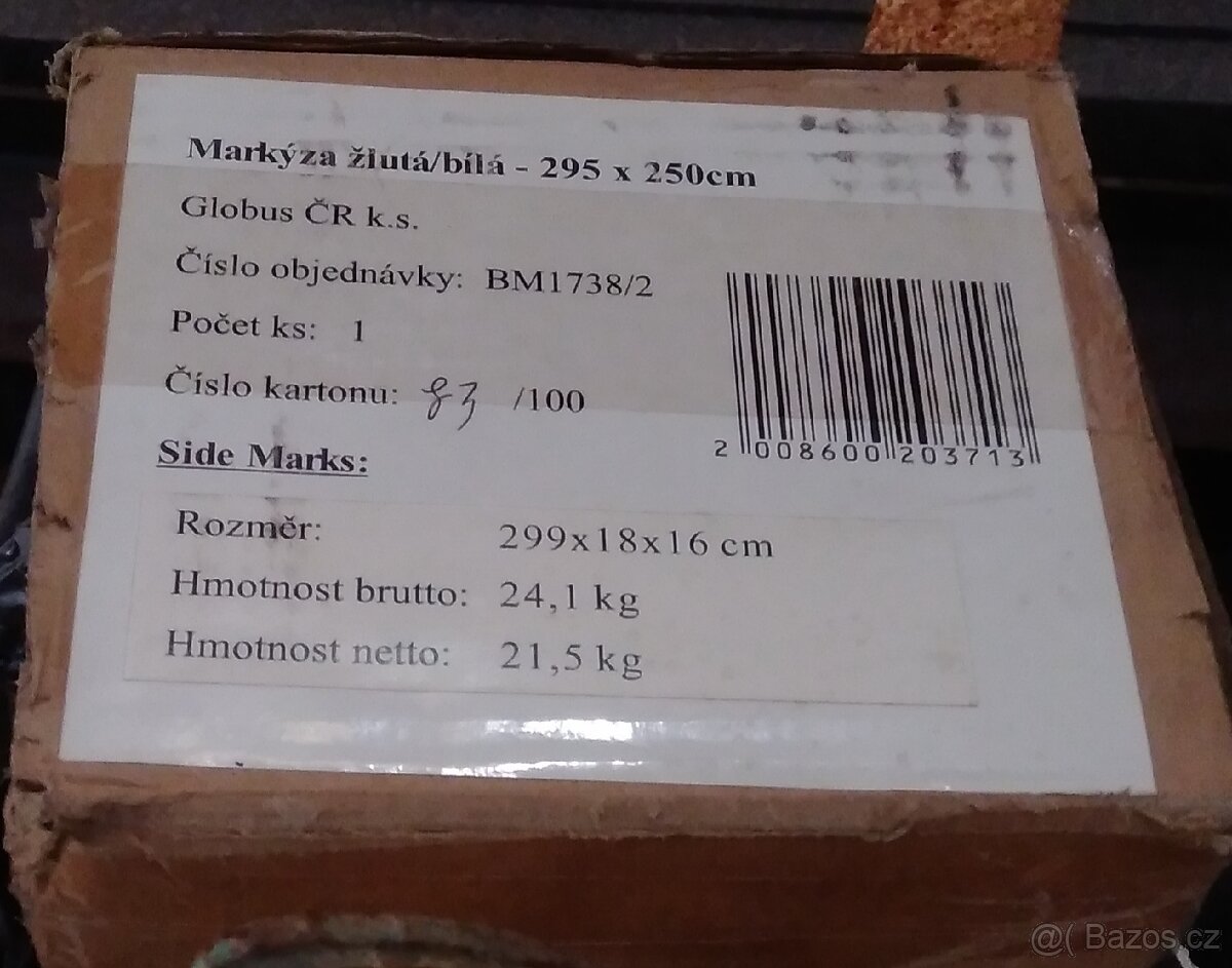 Markýza žlutá bílá 295x250 - 2