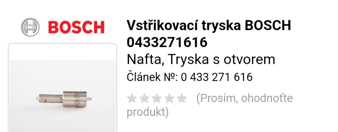 Vstřikovací tryska Bosch 0 443 271 616, nafta, NOVÉ, 6 ks - 2