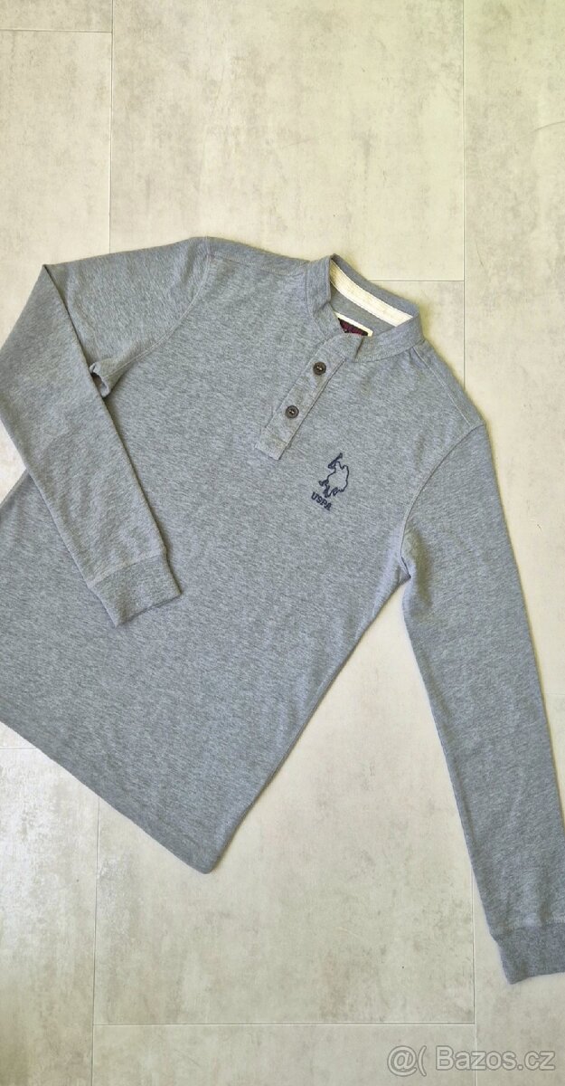 Šedé pánské tričko s knoflíčky - 2