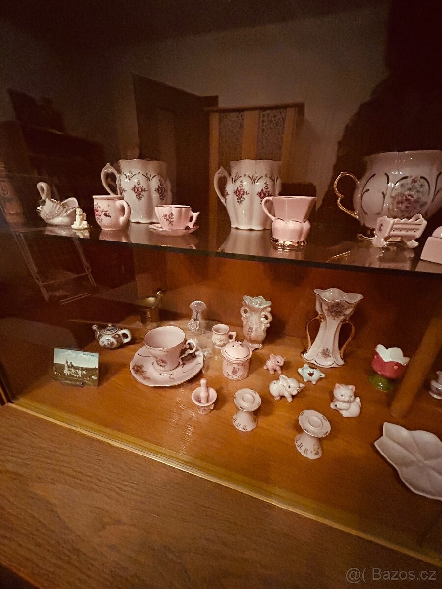 Porcelán sošky sklenice broušené sklo - 2