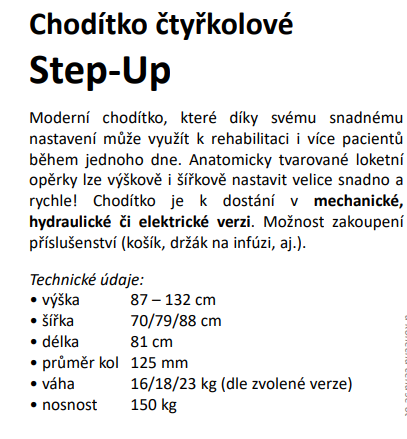 Chodítko čtyřkolové podloketní Step-up Dolomite (Hydraulic) - 2