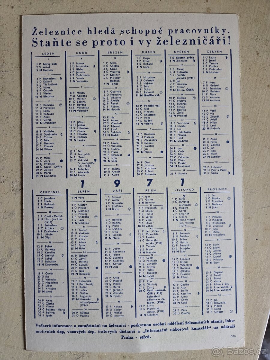 Retro ČSD kalendář - 2