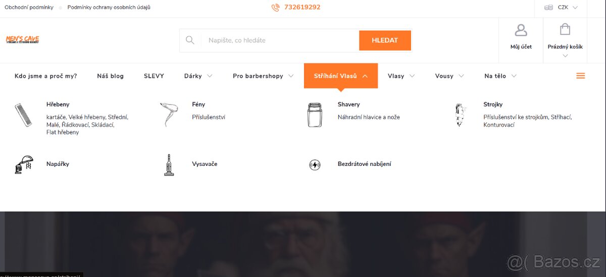 Na prodej: rozvíjející se e-shop MensCave.cz (Shoptet) – trž - 2