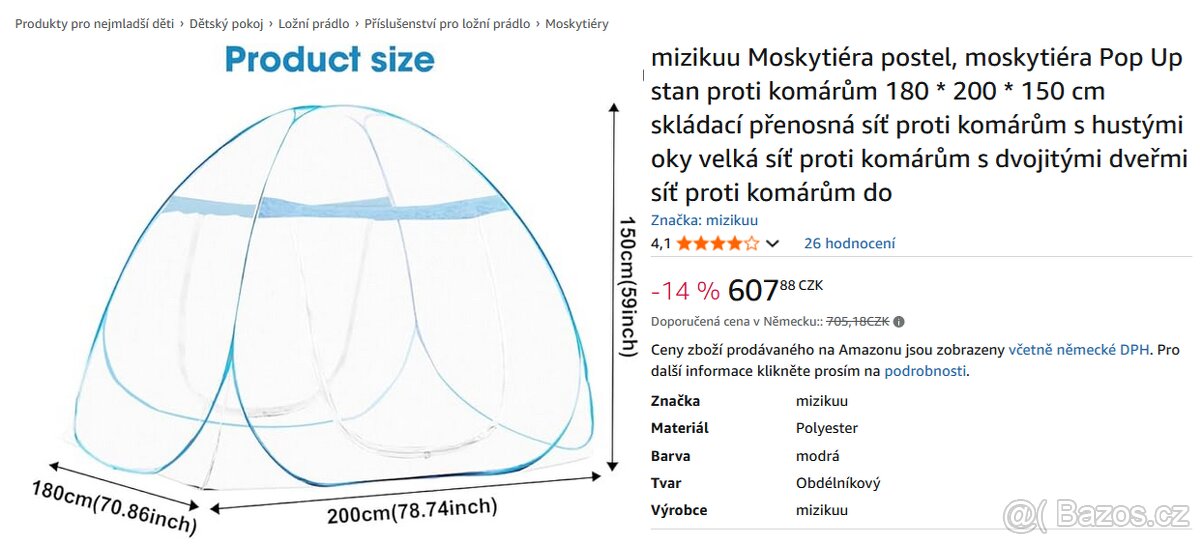 moskytiéra 180x200x150cm - nová - 2
