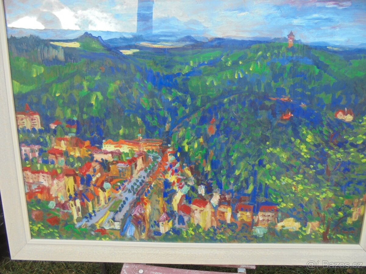 OBRAZ OLEJ NA KARTONU-KARLOVY VARY - 2