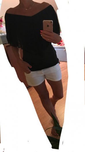 Triko / halenka se šifonovým kanýrem černá - 2