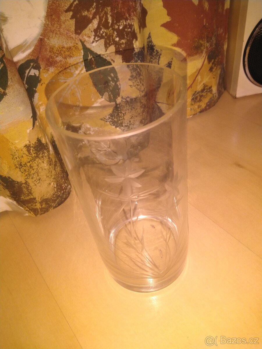 Váza a miska skleněné zdobené - 2