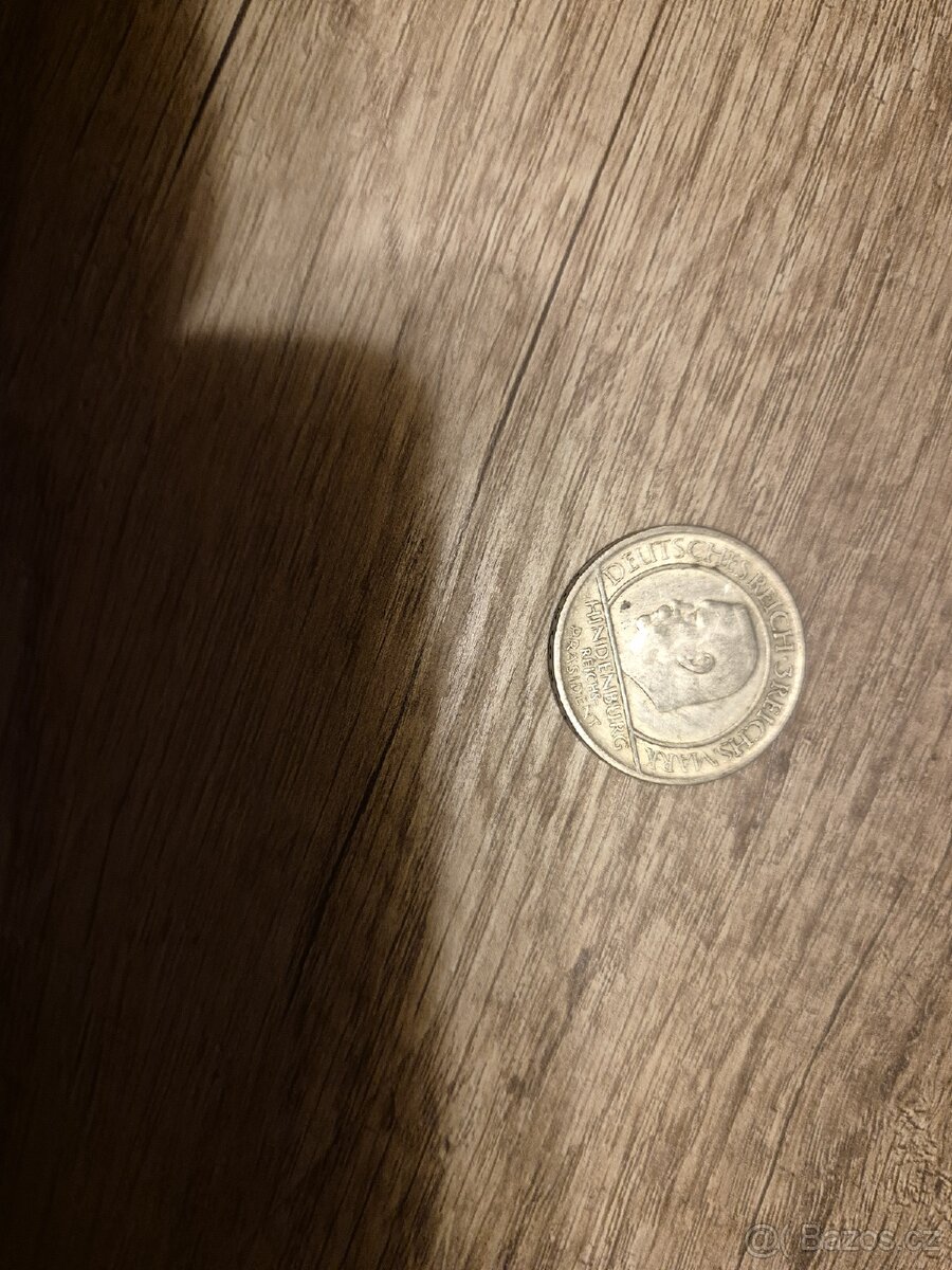 Výmarská republika, 3 Marka, 1929, tzv. Hindenbug - 2