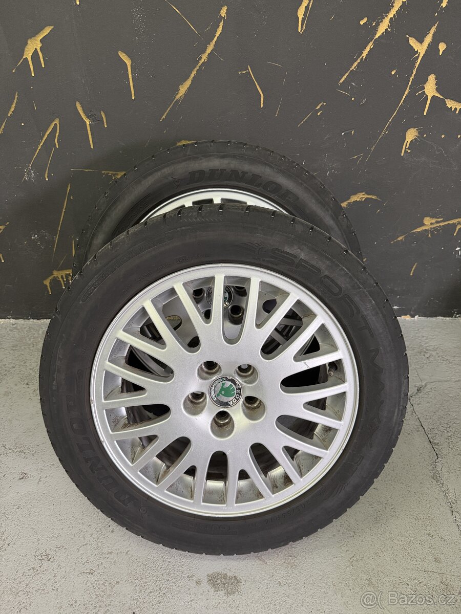 Originál alu Škoda 5x100 205/55 r16 - 2