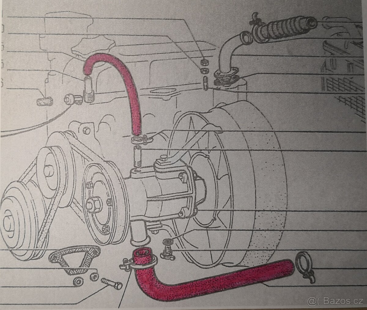 Sada hadic vodního čerpadla Fiat 600D - 2