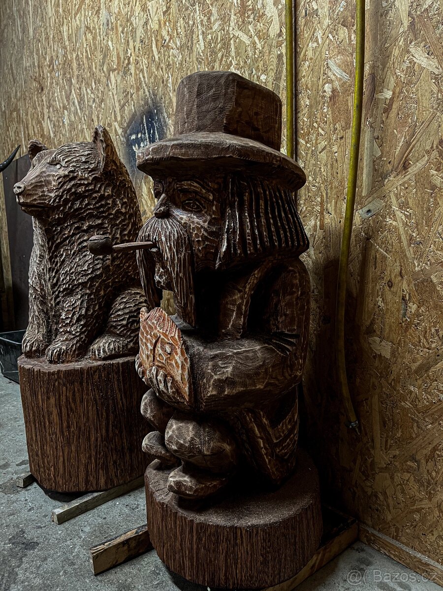 Socha vodníka ze dřeva dřevěné sochy - 2