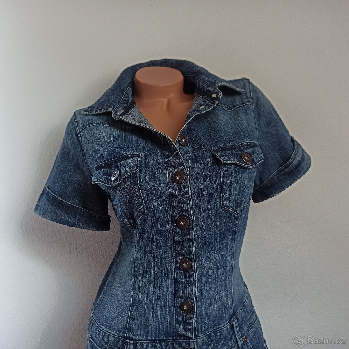 dámské džínové strečové šaty eur 38 H.I.S. TOP STAV - 2