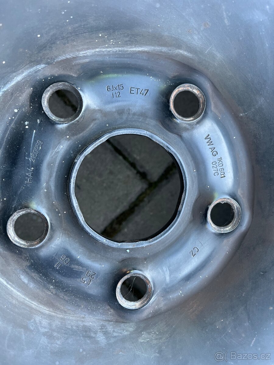 4x plechové disky 5x112 R15 vw, audi, škoda, seat - 2