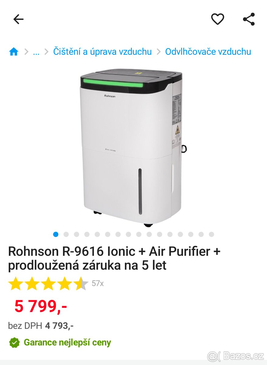 Odvlhčovač Rohnson R-9616 Ionic nový - 2