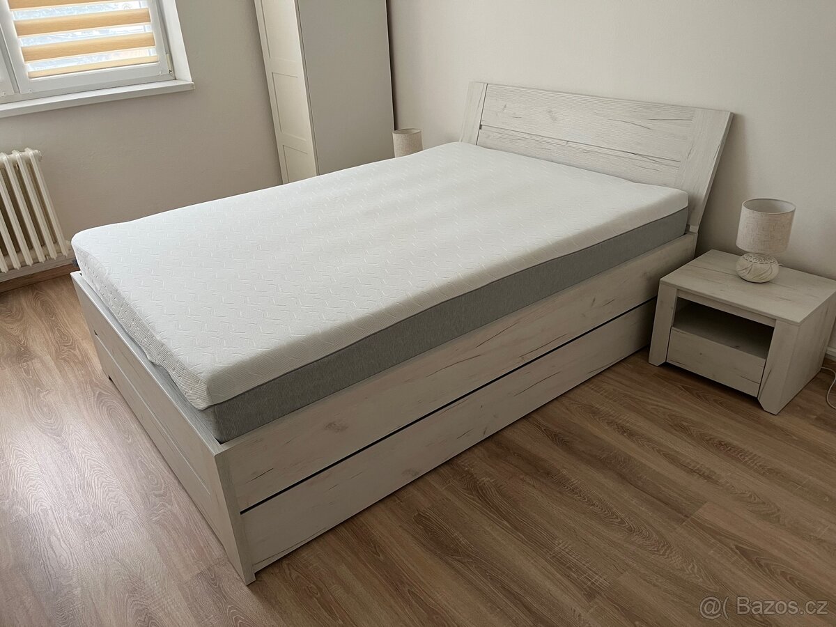 Postel Angel 140×200 + stolky, šuplíky, rošty a matrace - 2