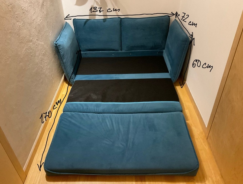 Dětská rozkládací sedačka tyrkysová - 2