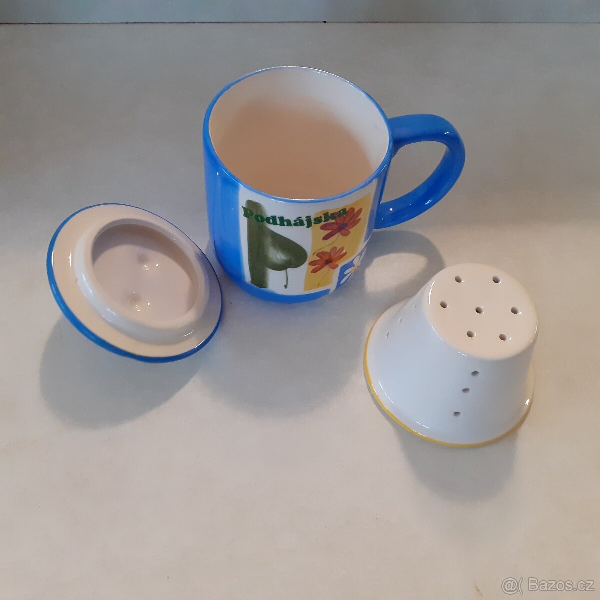 porcelánový hrníček s pokličkou a sítkem, na sypaný čaj - 2