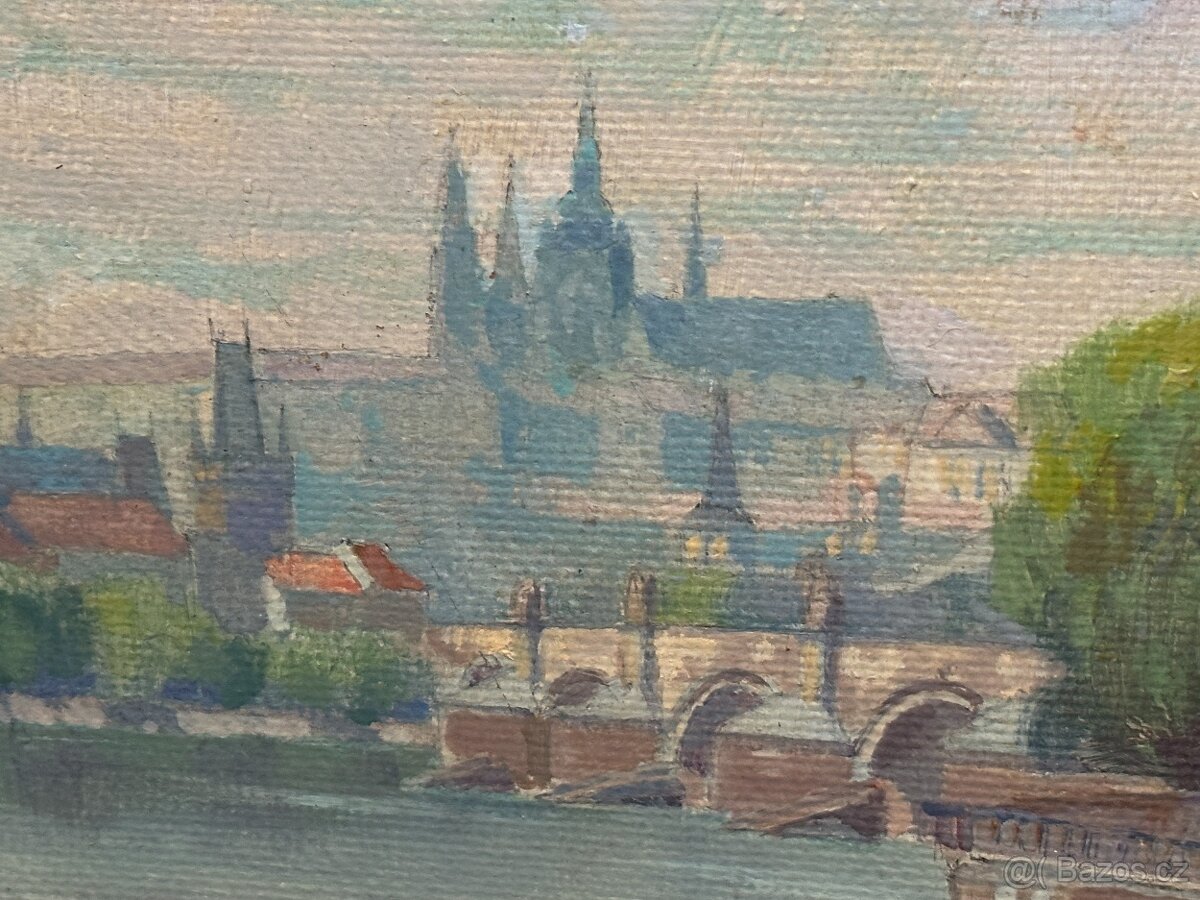 Jaroslav Pukl 1893 - Hradčany, originál olej na kartonu - 2