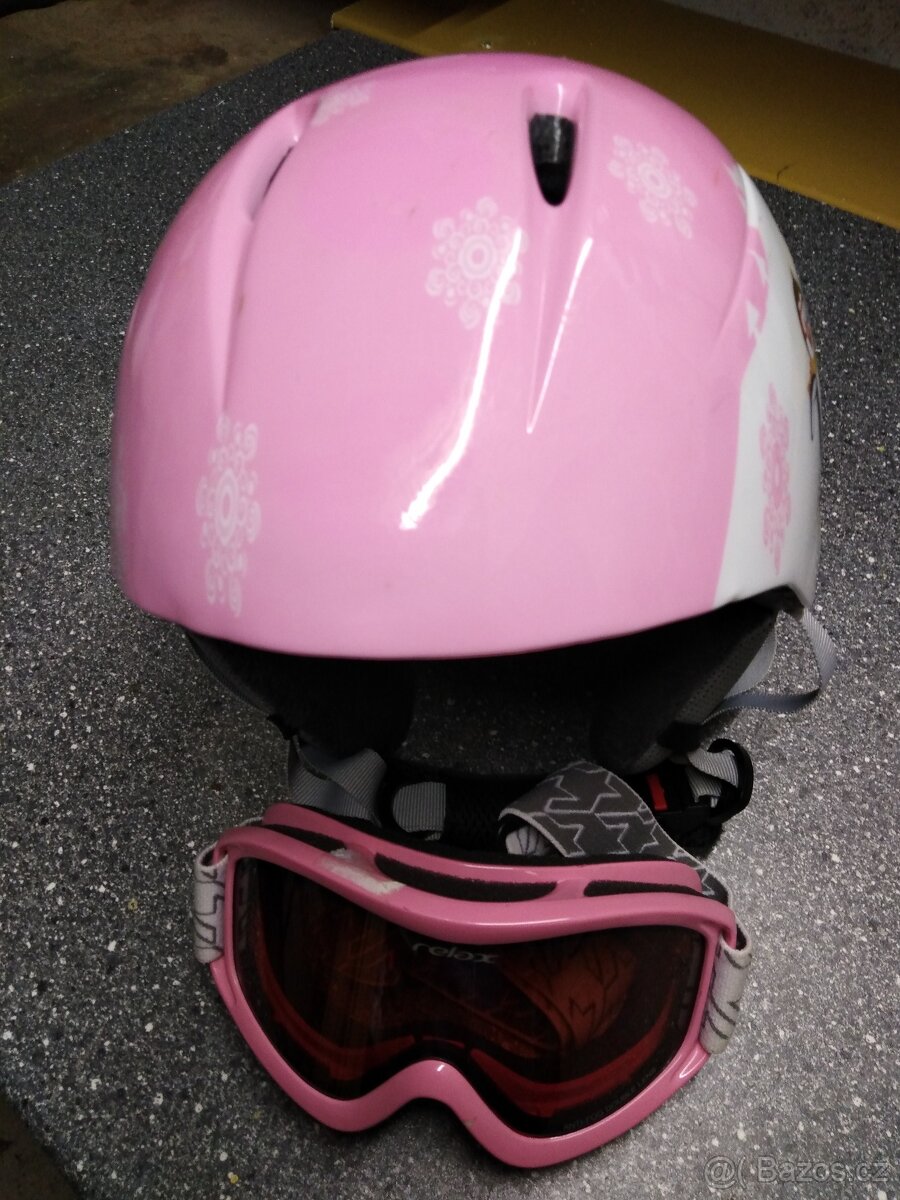 Dívčí lyžařská helma s brýlemi, růžová - 2