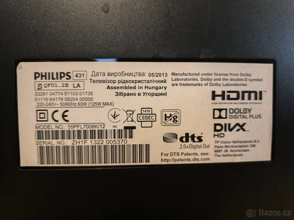 Philips 55PFL7008K černá - 2