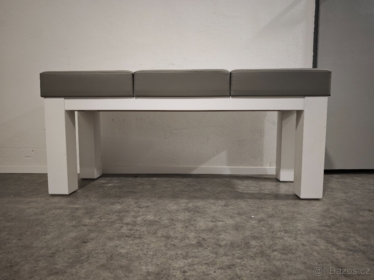 Lavice do předsíně, bílá/šedá, vysoký lesk - 2