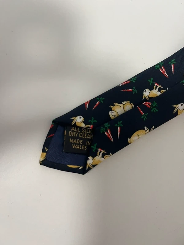 🥕🎩 Hodvábna Kravata so Vzorom Zajačikov a Mrkvy 🐰 - 2