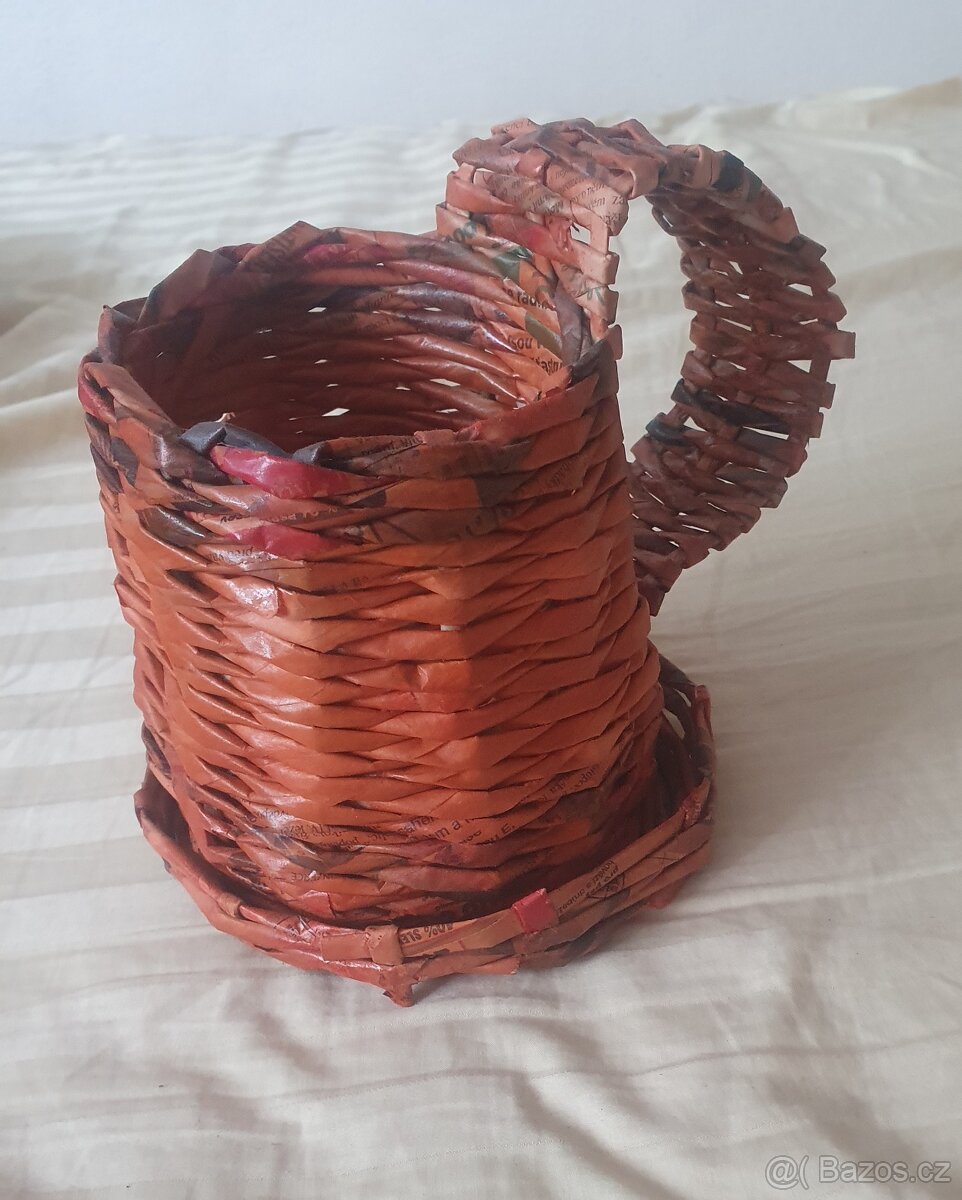 půllitr s podtáckem - proutěný - 2