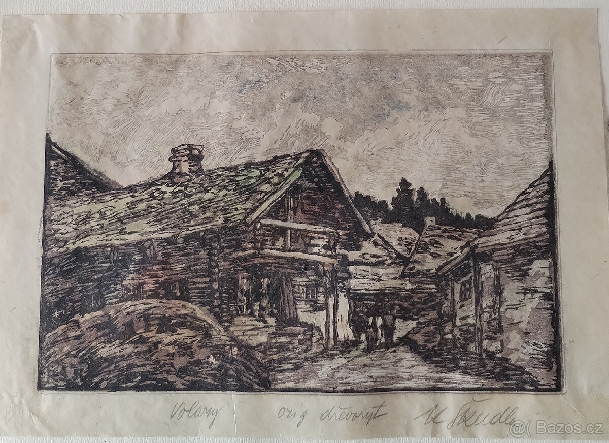 Obraz dřevoryt R.Škudla - 2