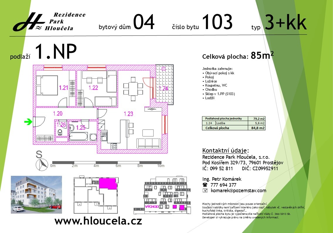 Prodej bytu 3+kk 85 m² s lodžií - 2
