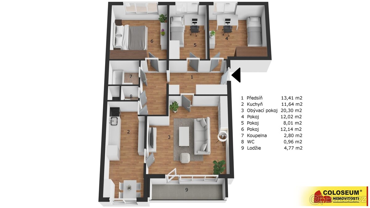Brno - Líšeň, byt OV 4+1, 84 m², původní stav, lodžie - byt - 2