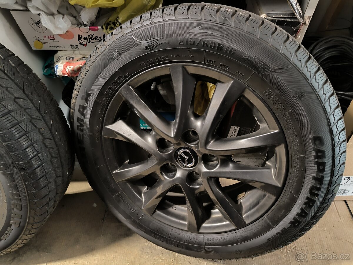 ALU kola Mazda CX3 5x114,3 r16 Originál, zimní pneu 91% - 2