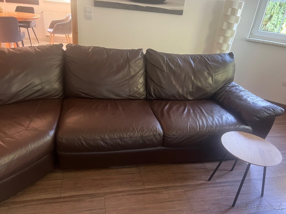 Kožená hnědá sedačka ikea - 2