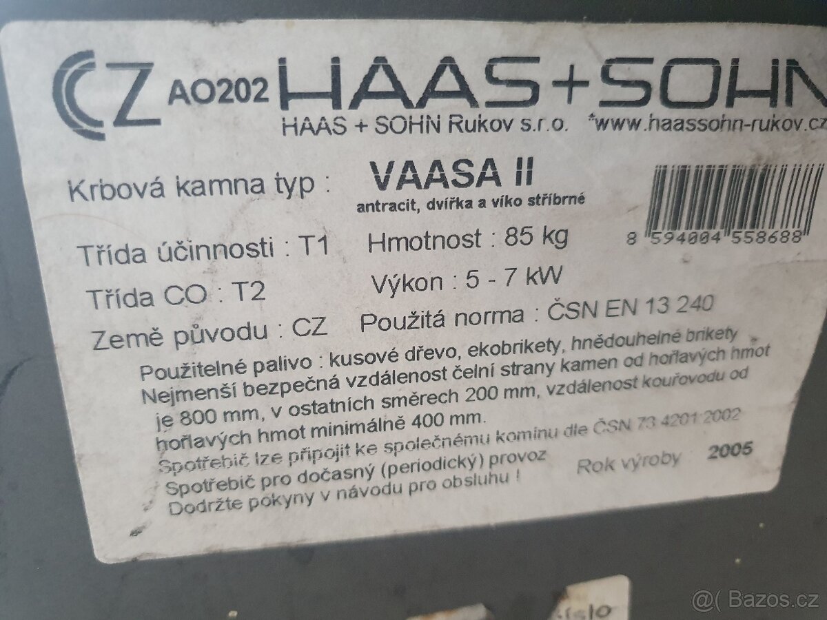 Prodám kamna Haas a sohn...použité - 2