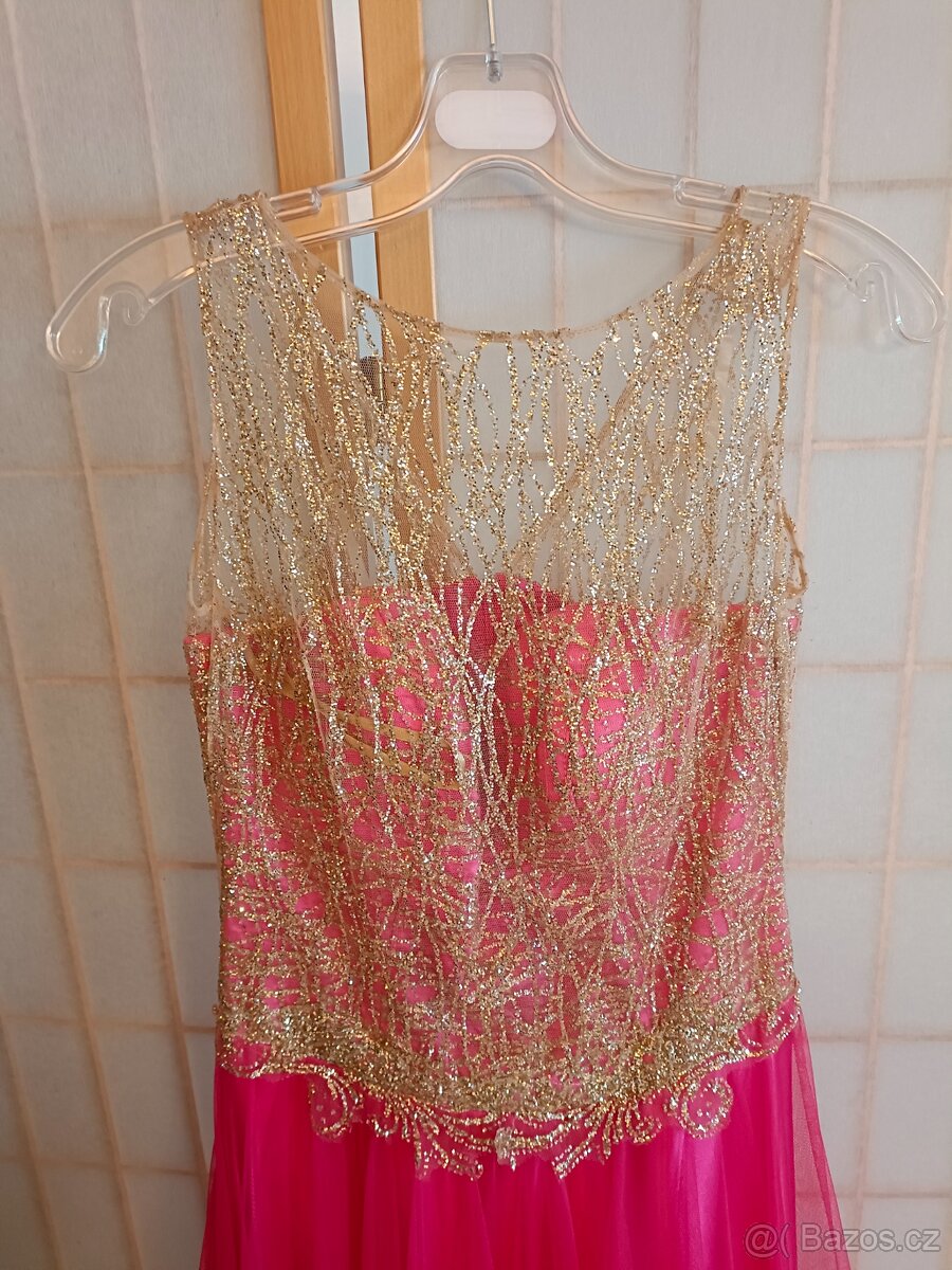 Společenské šaty růžovo-zlaté vel.38 - 2