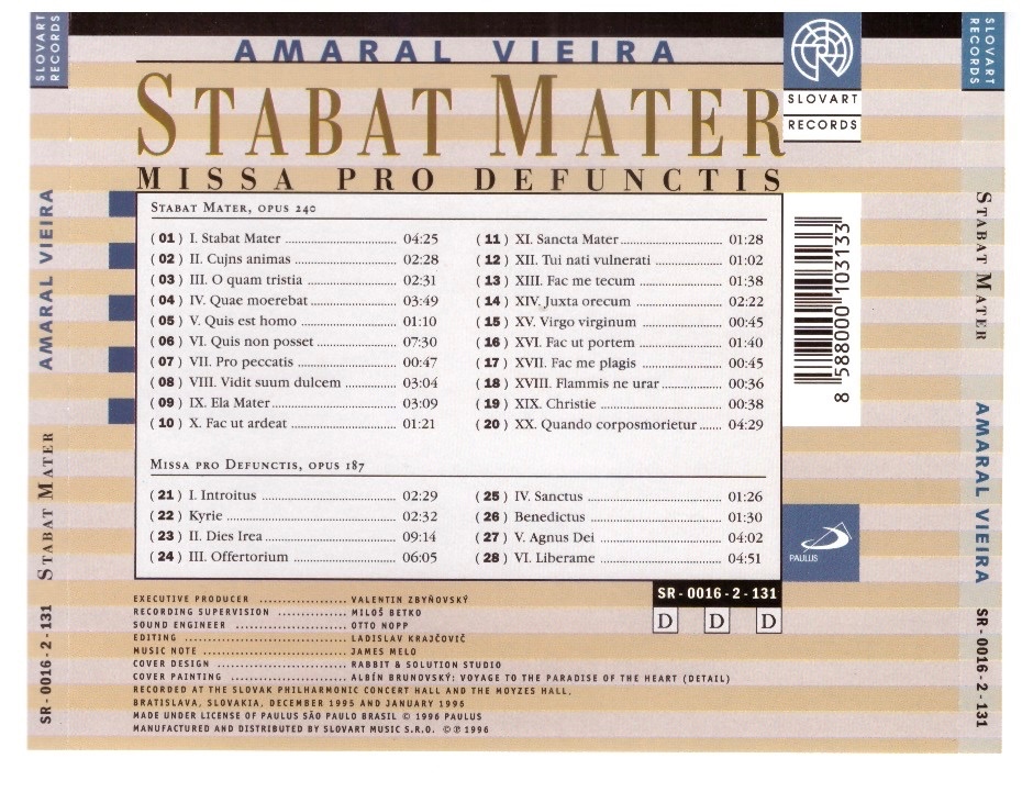 CD Stabat Mater – Missa pro Defunctis - Amaral Vieira - 2