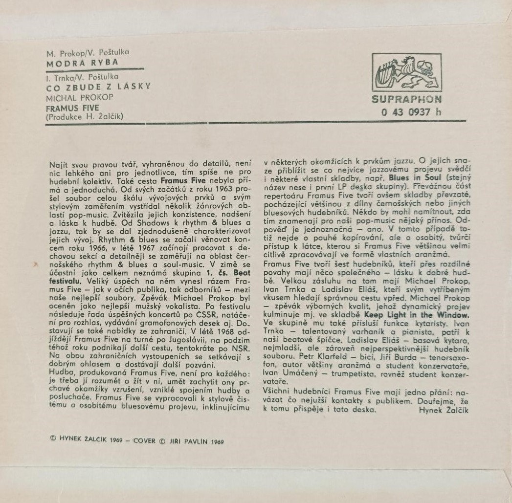 Framus Five – Modrá ryba / Co zbude z lásky (SP) - 2