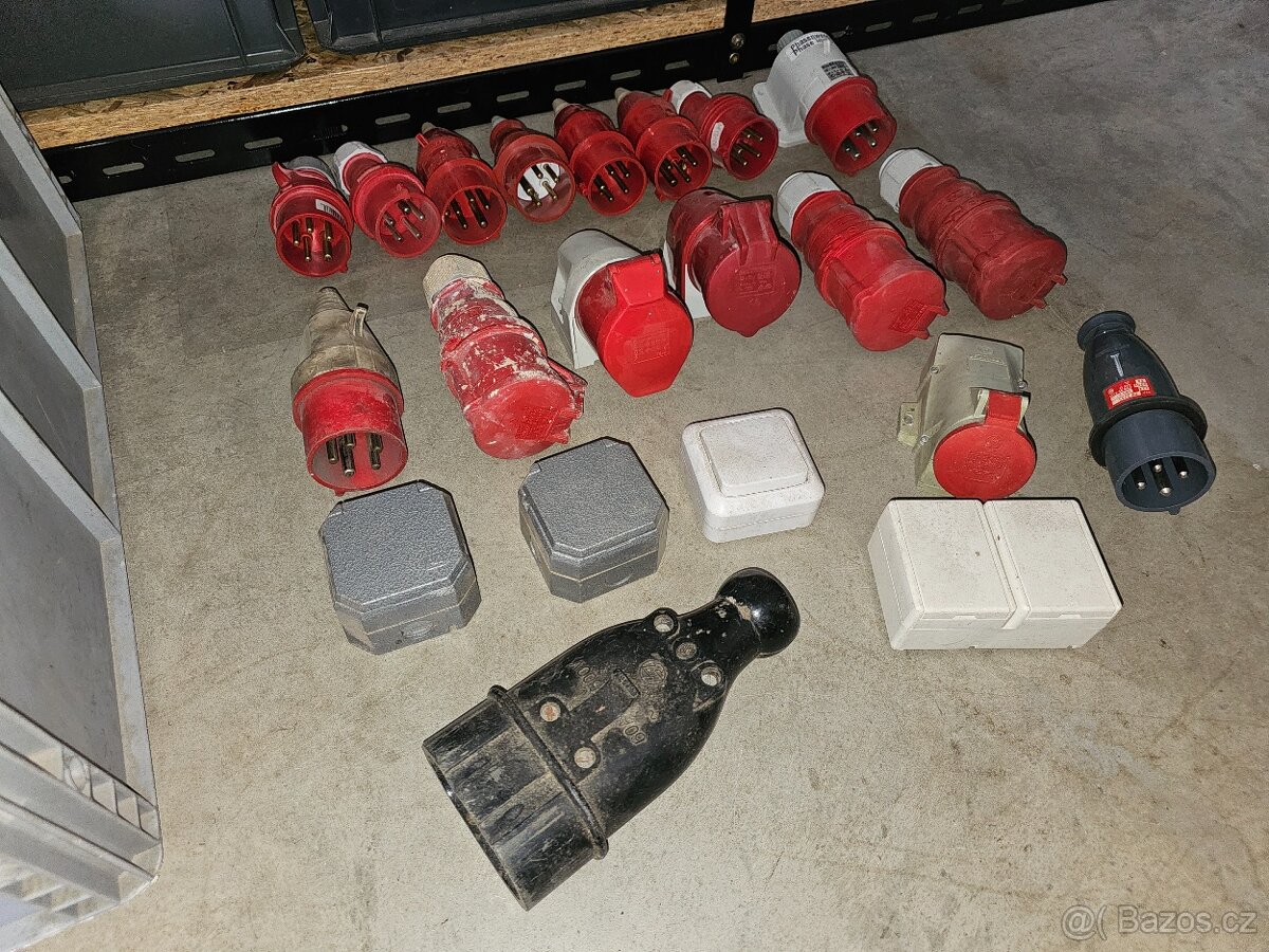 Zásuvky a kabely 230V + 380V - 16A, 25A, 32A, 60A - 2
