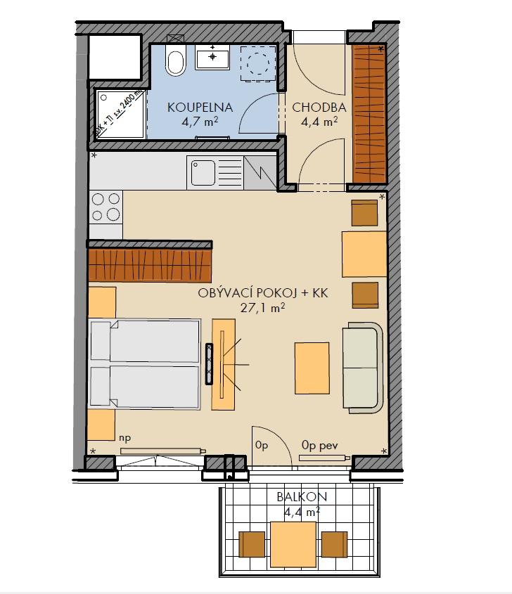Prodej bytu 1+kk - 2
